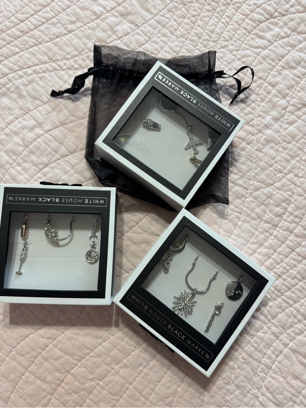 White House Black Market Silver-Tone Charm long necklace set (individual)